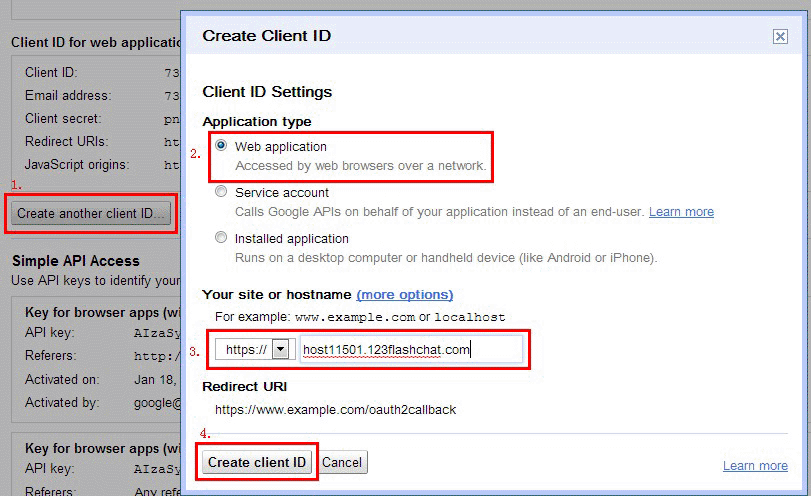 Google Add a New Domain of 123 Flash Chat, Chat Software