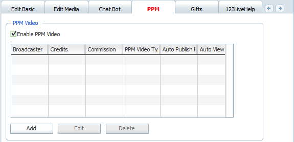 PPM Video Settings in Admin Panel in 123 Flash Chat, Chat Software