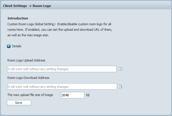 Room Logo Settings in Admin Panel, 123 Flash Chat Software
