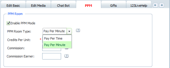 PPM Room Settings in Admin Panel in 123 Flash Chat, Chat Software