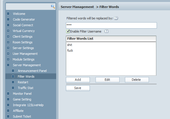 Filter Words