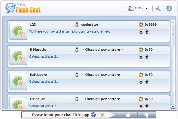 Mobile Ad in Chat Room, Mobile Chat, 123 Flash Chat