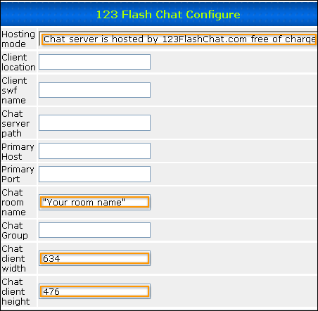 Please configure the following parameters: