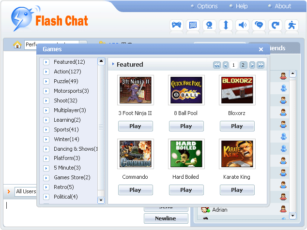Play games in 123FlashChat