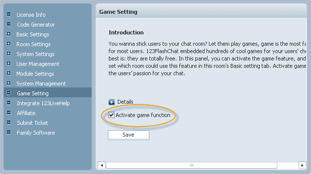 Play games in 123FlashChat
