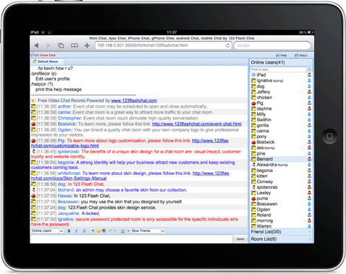 Chat via iPad with soft-keyboard, iPad Chat, HTML Chat, Ajax Chat, iPhone Chat