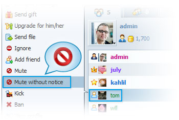 Mute without Notice, 123 Flash Chat Software