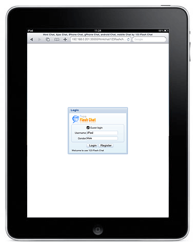 iPad Chat login panel, iPad Chat, HTML Chat, Ajax Chat, iPhone Chat