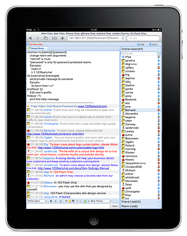 Chat via iPad, iPad Chat, HTML Chat, Ajax Chat, iPhone Chat.